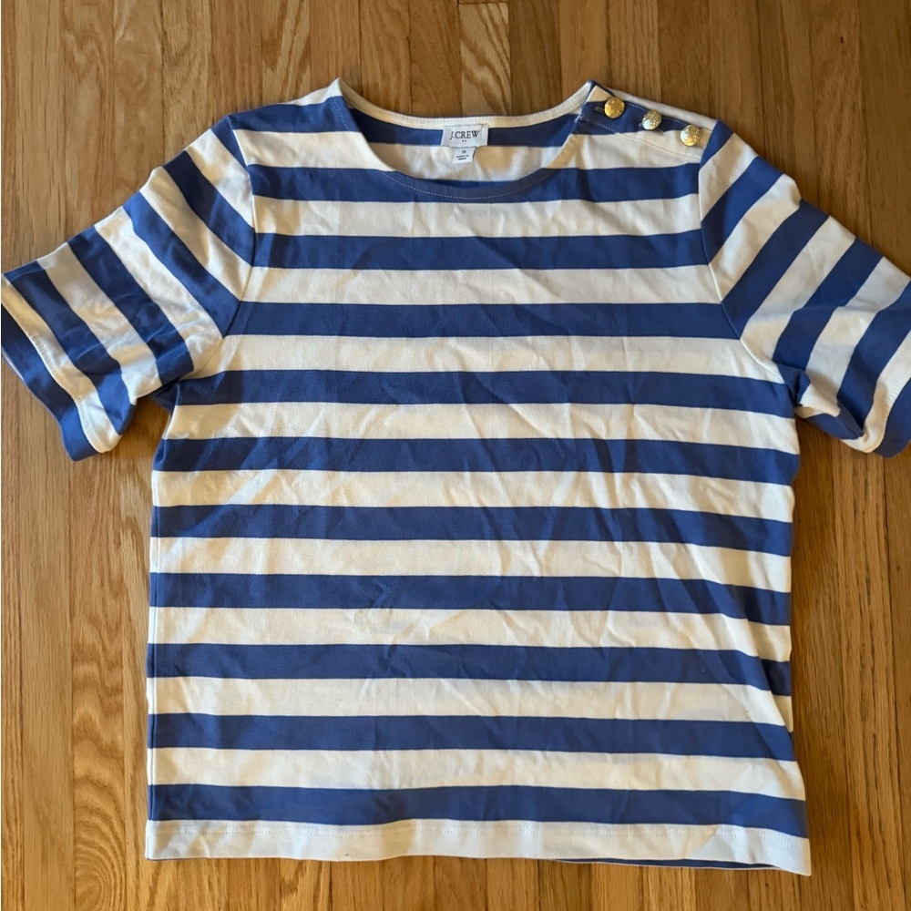 J.Crew Factory Short-Sleeve Striped Button-Shoulder Tee - Picture 2 of 5